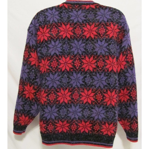 GFC LTD Womens Large Oversized Fair Isle Purple Pink Sweater Black USA New York - Picture 8 of 11